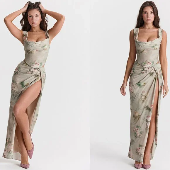 House of CB 'Vesper' Vintage Floral Maxi Skirt NWT - Picture 3 of 10